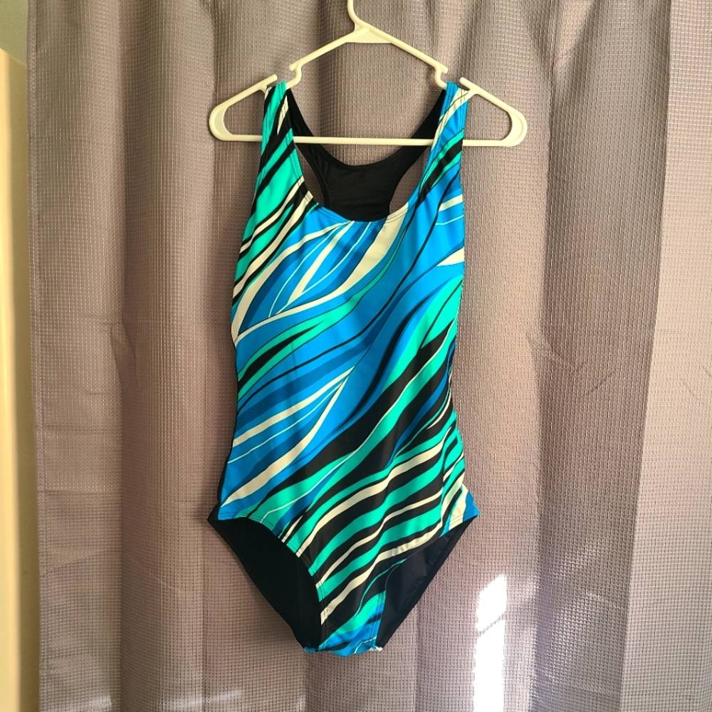 Aqua blue one piece swimsuit